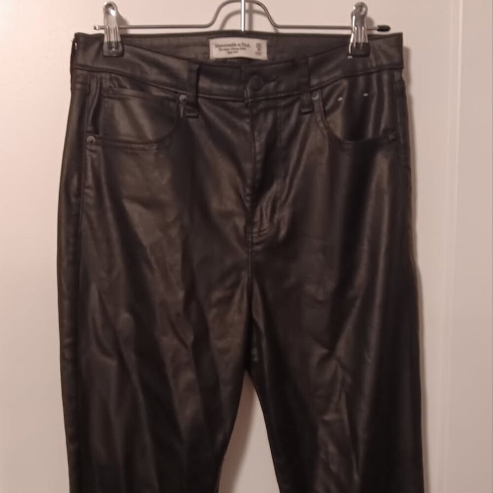 Abercrombie & Fitch Curve Love Skinny Ankle High Rise Black Leather Pants 29